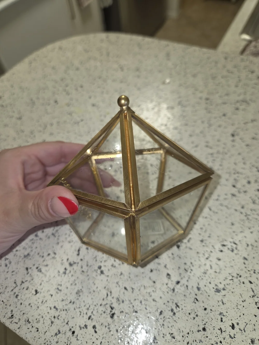 Gold Glass Geometric Terrarium/Jewelry Box